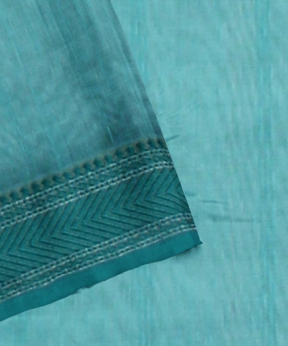 Offwhite green handloom maheshwari cotton silk saree