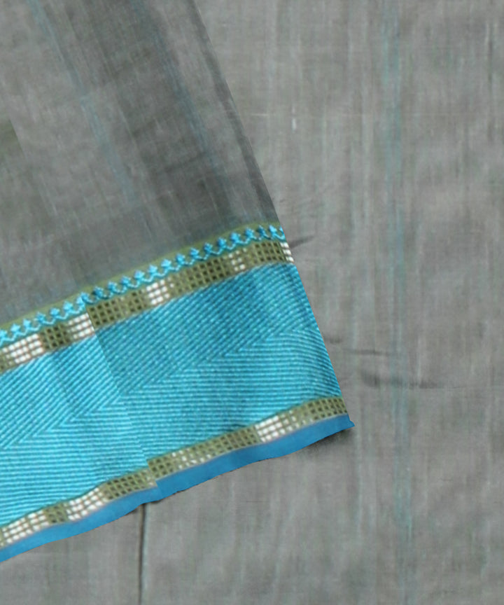 Grey maheshwari handwoven cotton silk saree