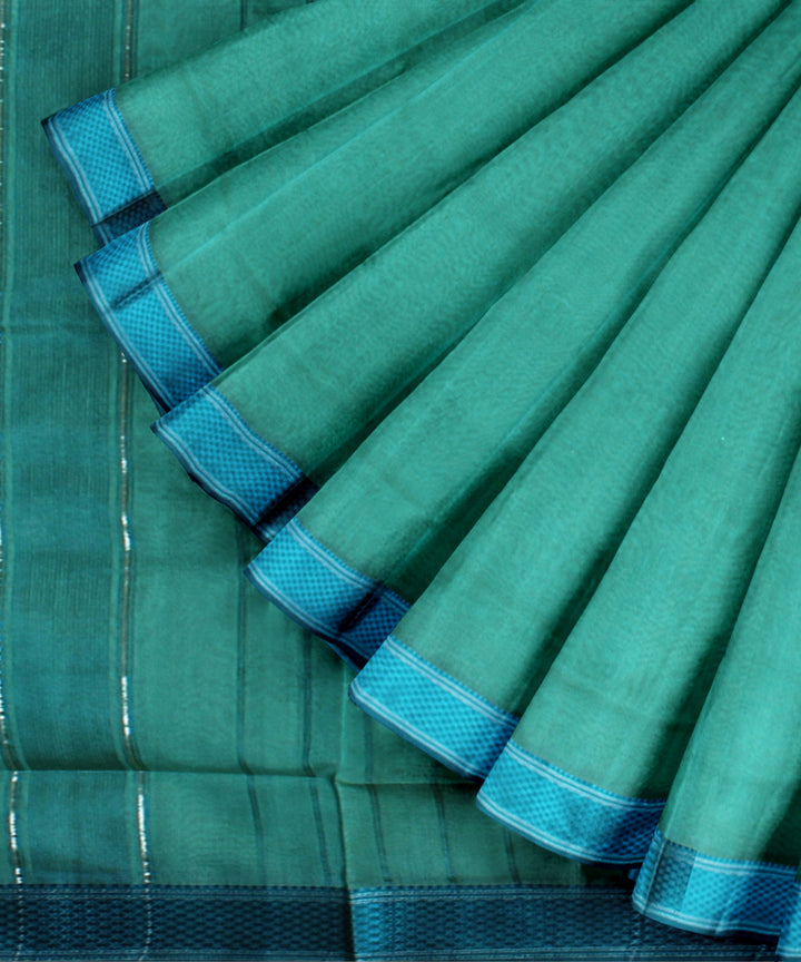 Light green handwoven maheshwari cotton silk saree