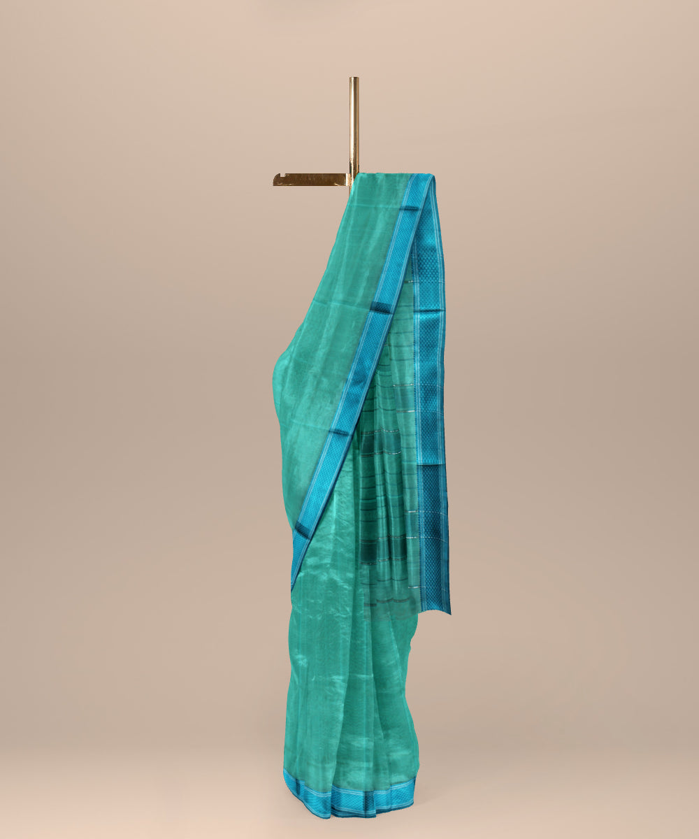 Light green handwoven maheshwari cotton silk saree