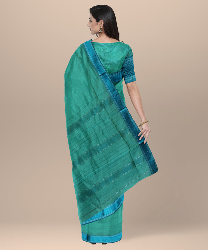 Light green handwoven maheshwari cotton silk saree