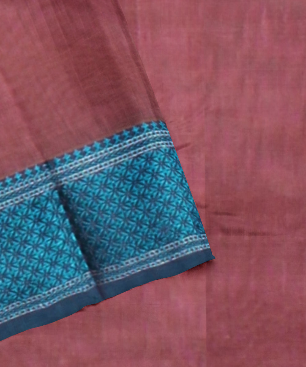 Peach handloom cotton silk maheshwari saree