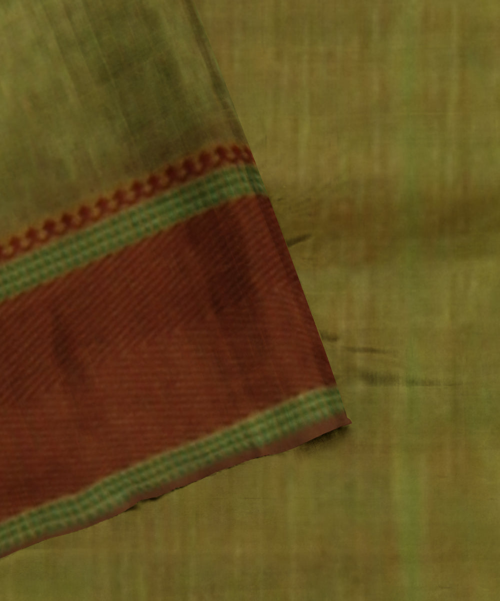 Olive handloom maheshwari cotton silk saree