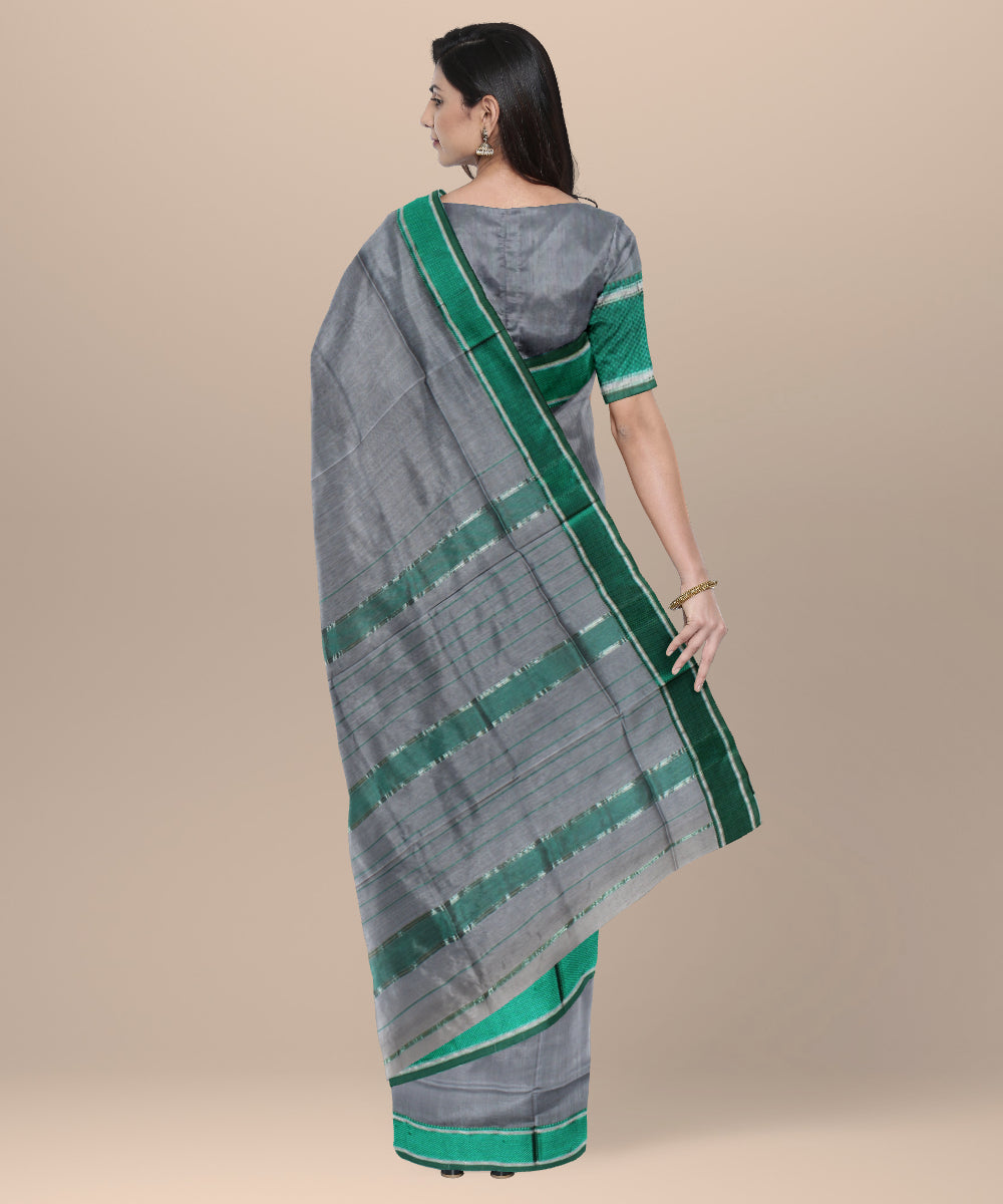 Grey maheshwari hanwoven cotton silk saree