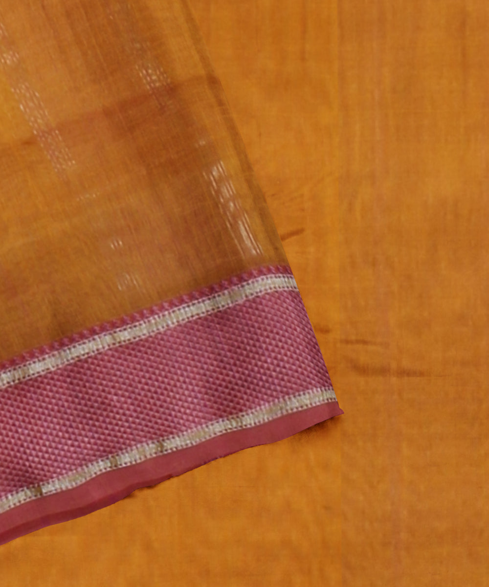 Orange handwoven cotton silk maheshwari saree