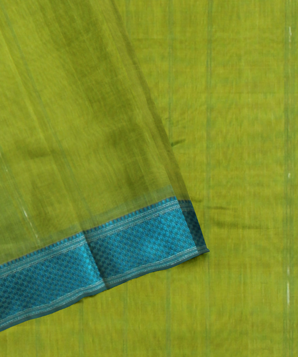 Lime green handloom maheshwari cotton silk saree