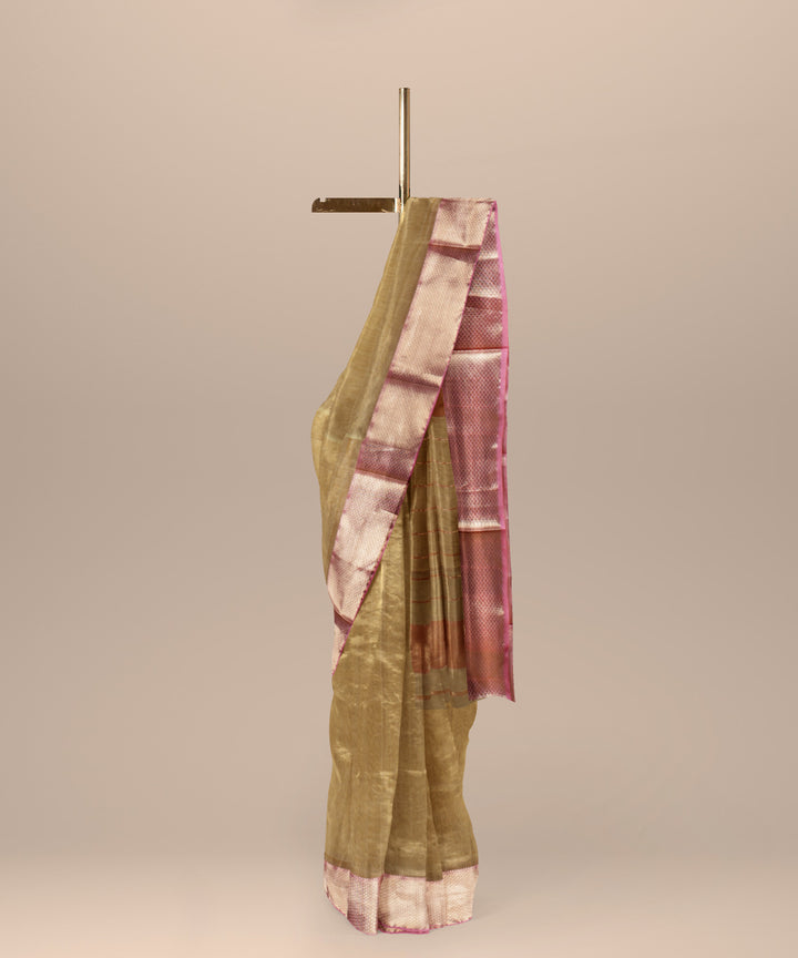 Beige maheshwari cotton silk handloom saree