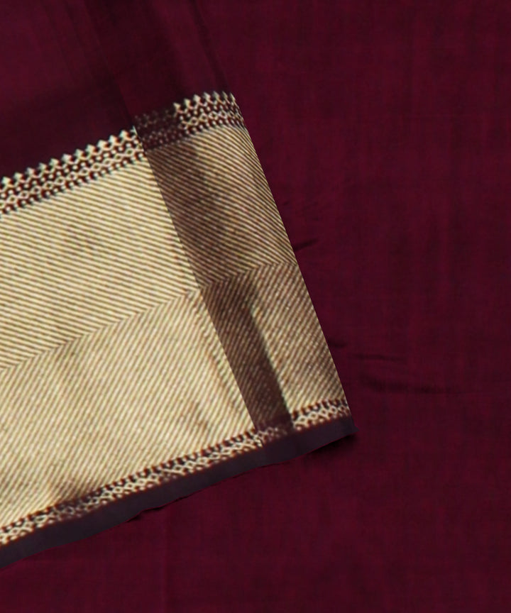 Wine maheshwari handloom cotton silk saree