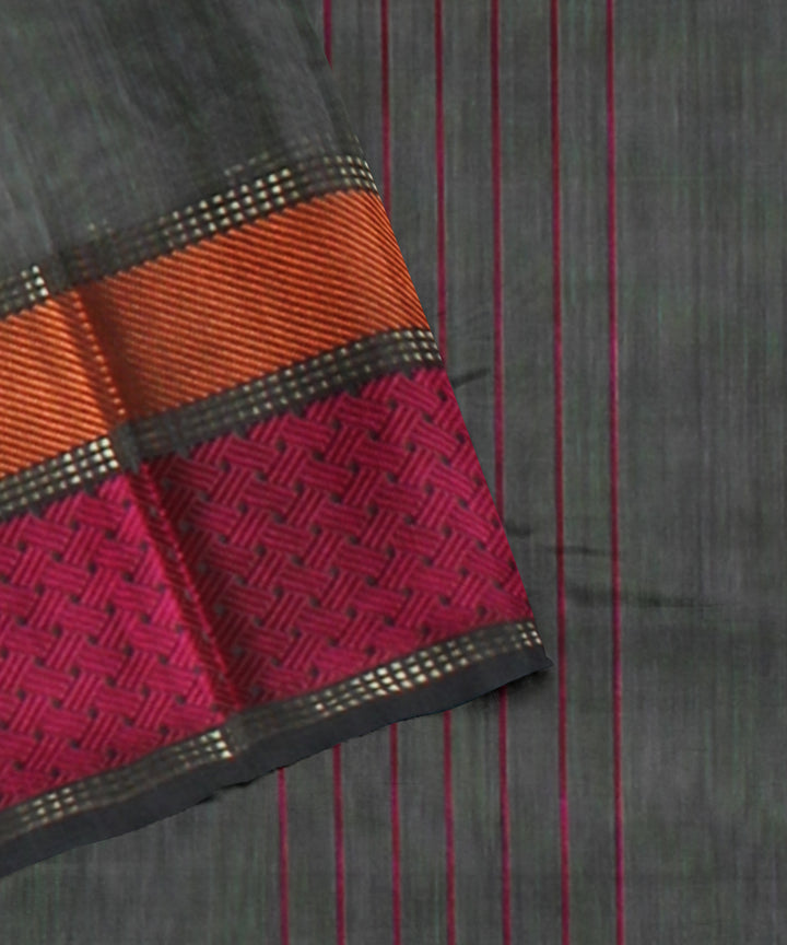 Grey pink handloom maheshwari cotton silk saree