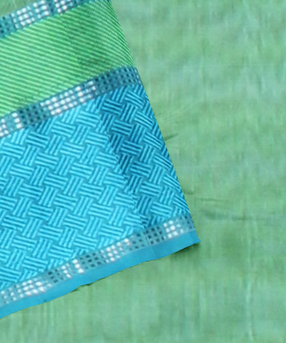 Lime green dark green handloom maheshwari cotton silk saree