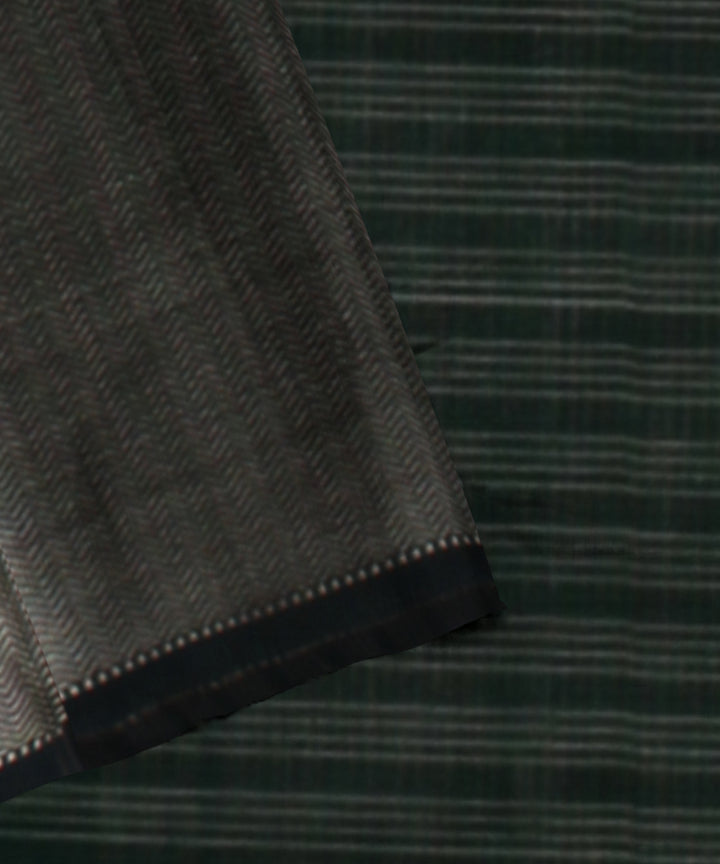 Dark green beige handloom maheshwari cotton silk saree
