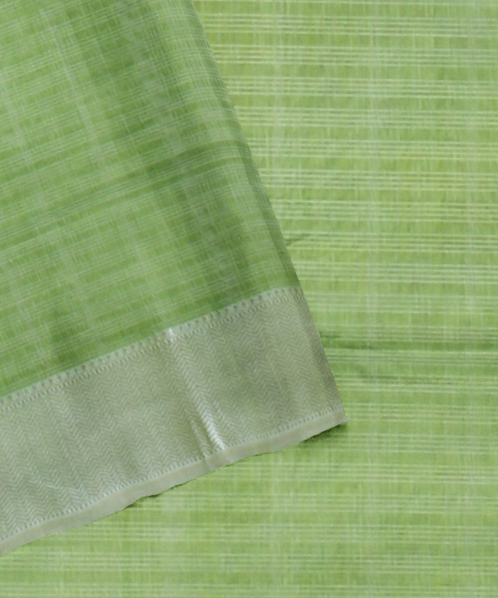 Light green checked handloom maheshwari cotton silk saree