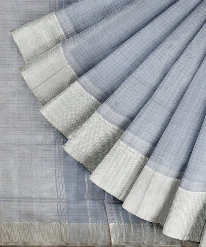 Sky blue checked handloom maheshwari cotton silk saree