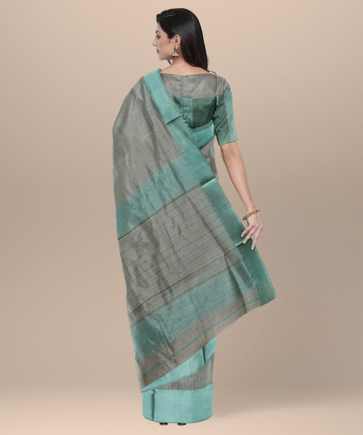 Beige green handloom maheshwari cotton silk saree