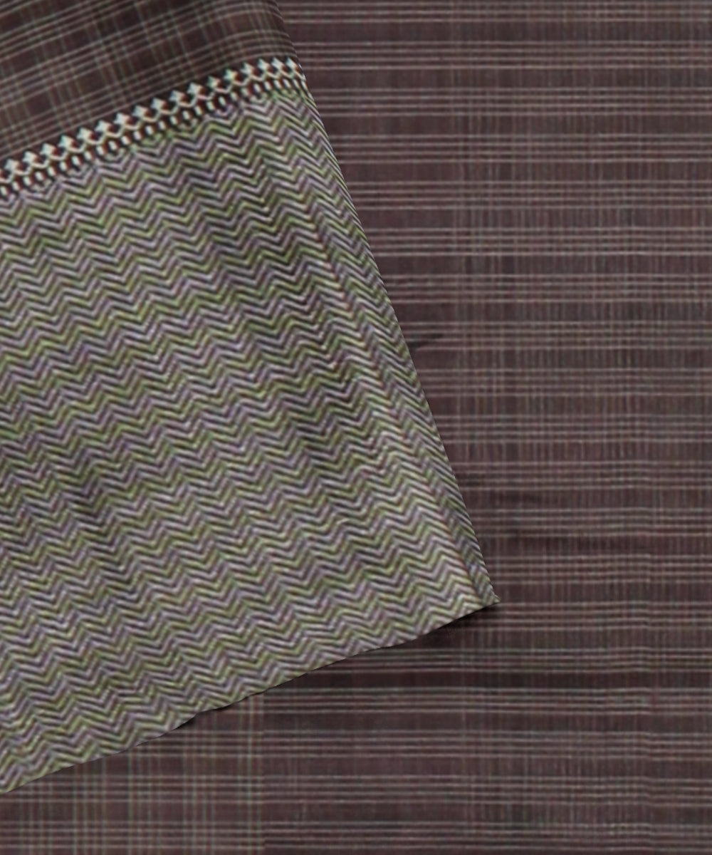 Brown checked handloom maheshwari cotton silk saree