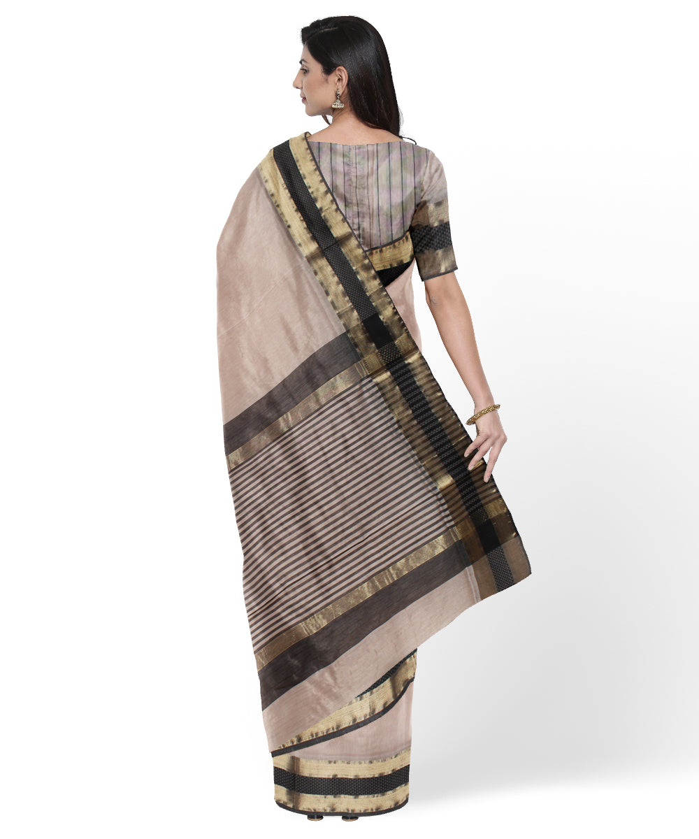 Multicolor striped handloom maheshwari cotton silk saree