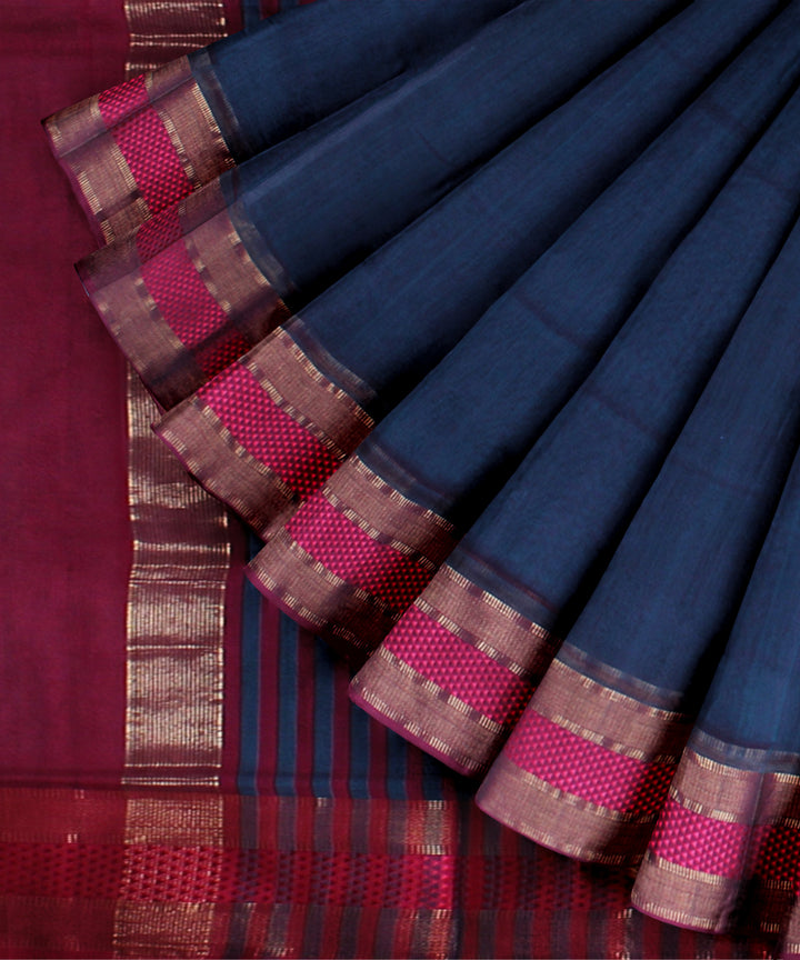 Multicolor striped maheshwari cotton silk handloom saree