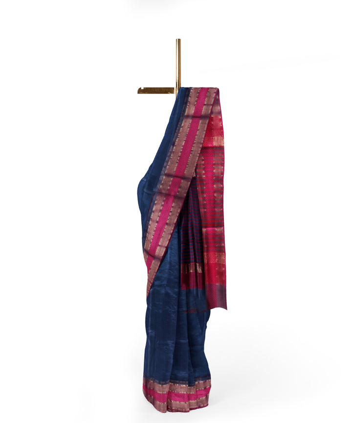 Multicolor striped maheshwari cotton silk handloom saree