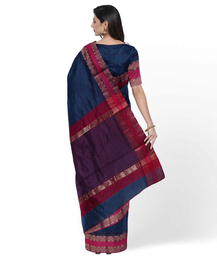 Multicolor striped maheshwari cotton silk handloom saree