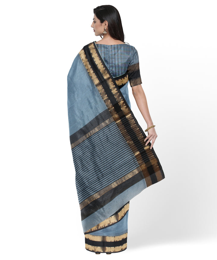 Multicolor striped maheshwari handloom cotton silk saree