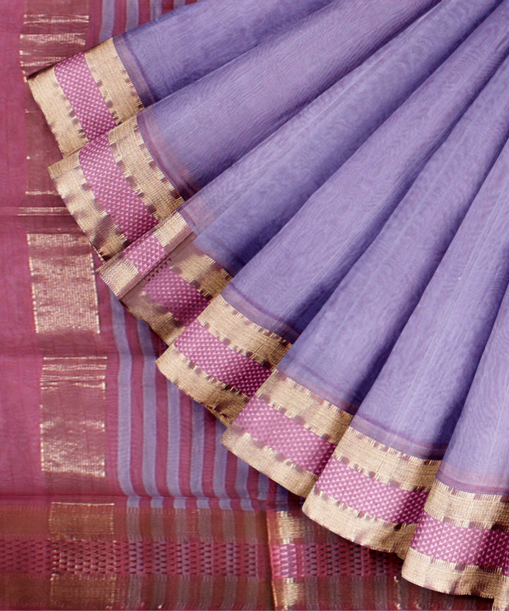 Multicolor striped maheshwari handwoven cotton silk saree