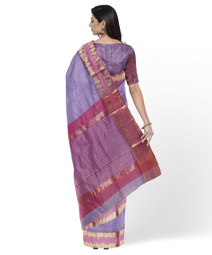 Multicolor striped maheshwari handwoven cotton silk saree