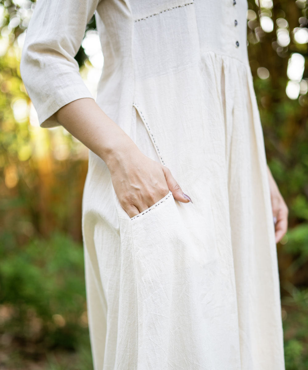 Offwhite handwoven cotton dress