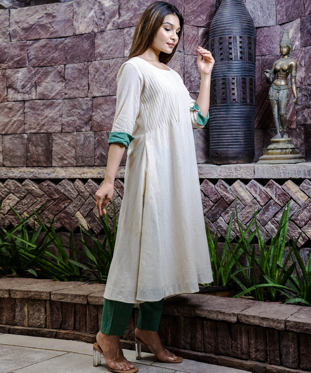 Offwhite handwoven cotton kora dress