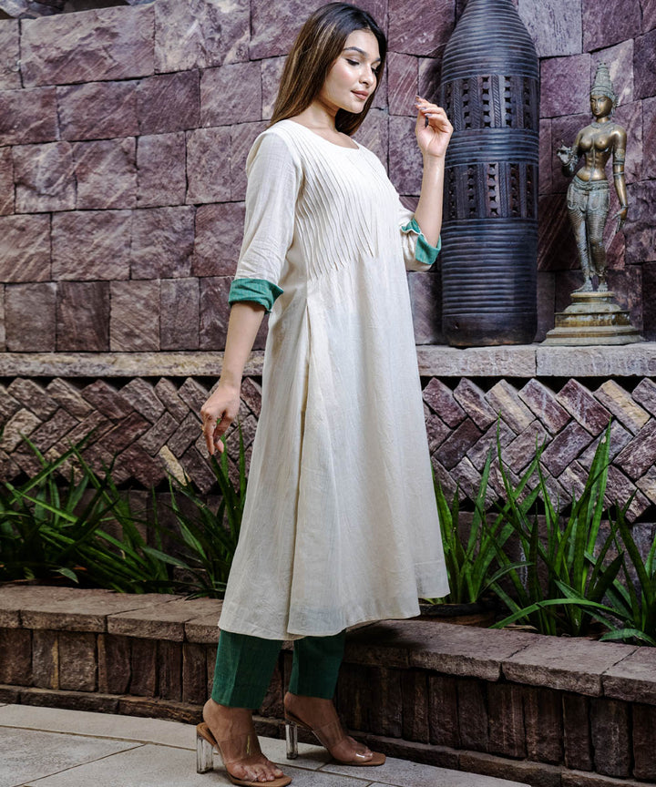 Offwhite handwoven cotton kora dress