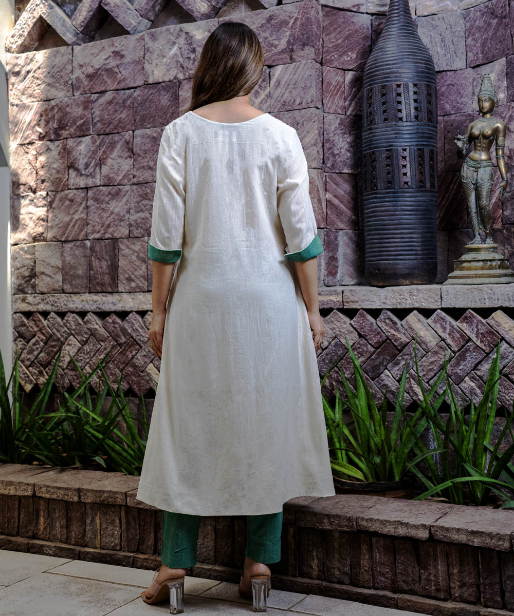 Offwhite handwoven cotton kora dress