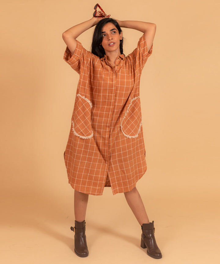 Brown handwoven cotton dress