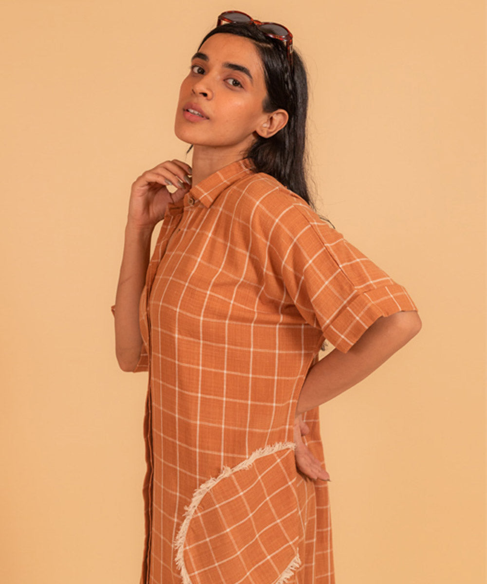 Brown handwoven cotton dress