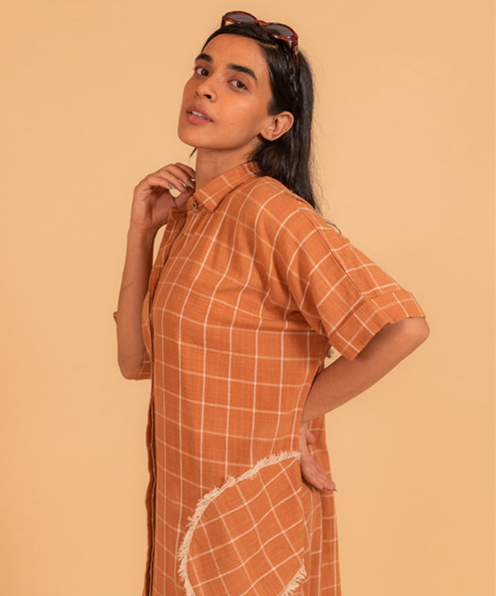 Brown handwoven cotton dress