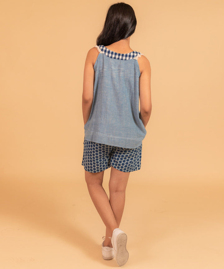 Indigo handwoven cotton top
