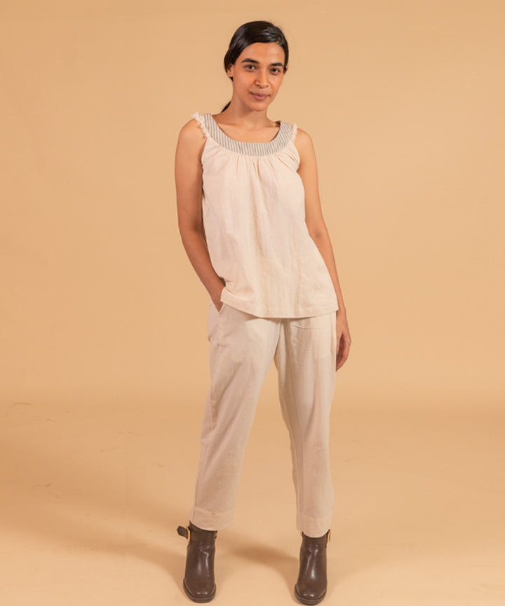 Offwhite cotton handwoven top