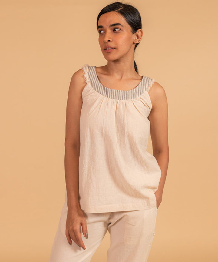 Offwhite cotton handwoven top