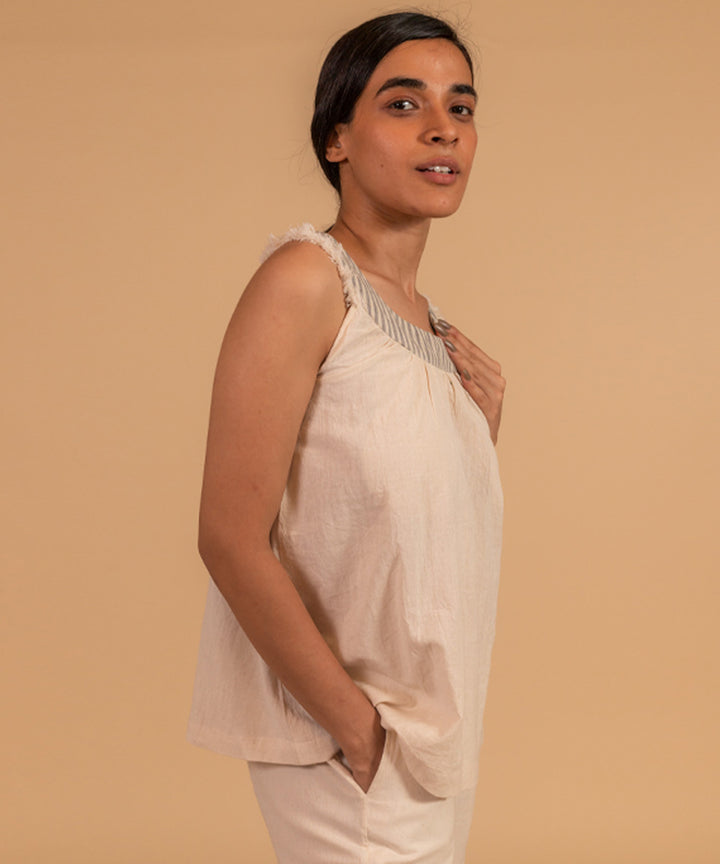 Offwhite cotton handwoven top