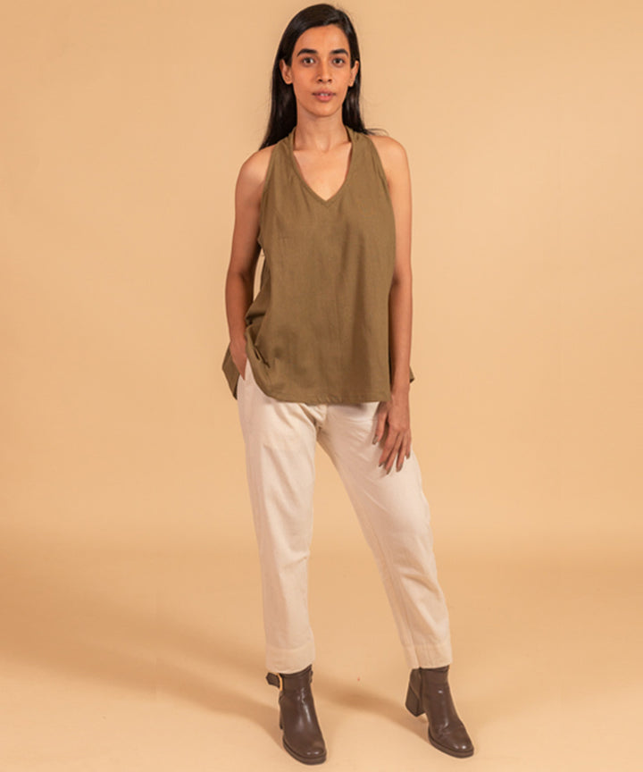 Khakhi handloom cotton top