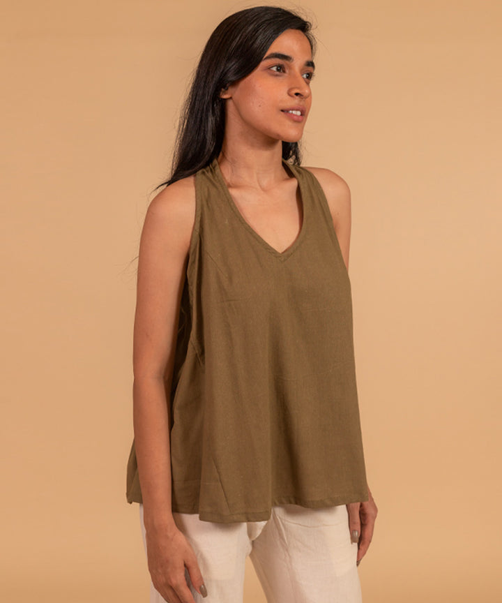 Khakhi handloom cotton top