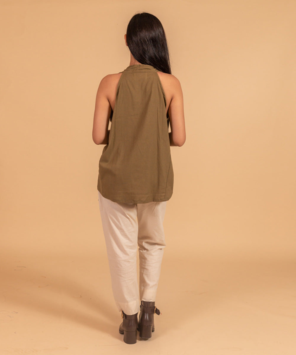 Khakhi handloom cotton top
