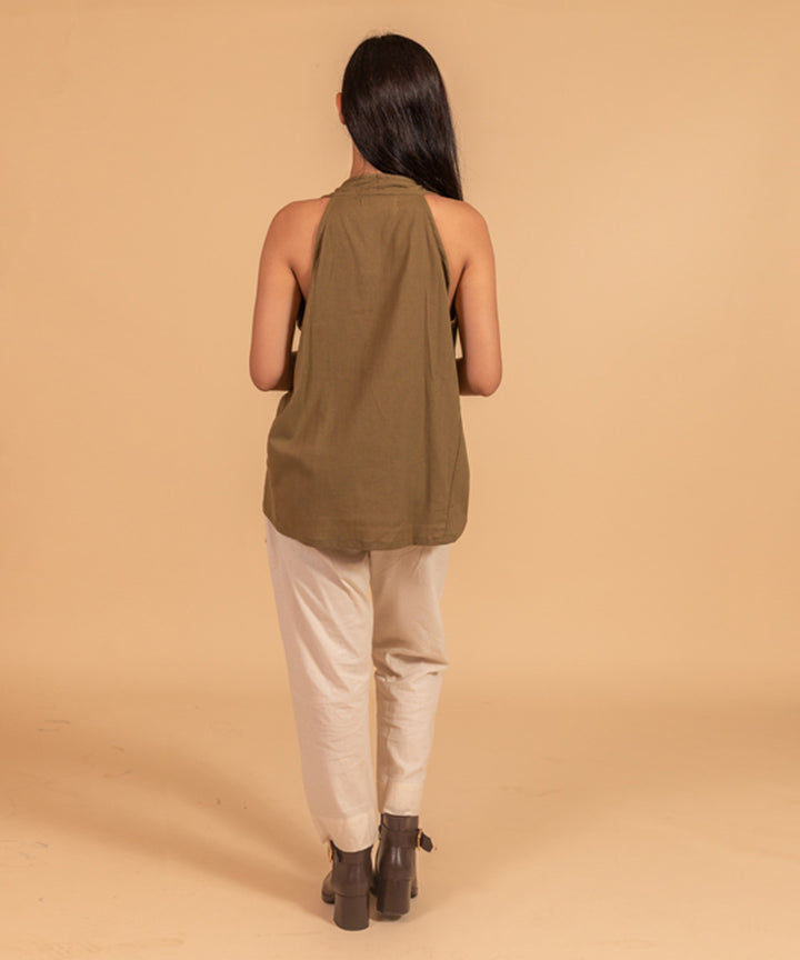 Khakhi handloom cotton top