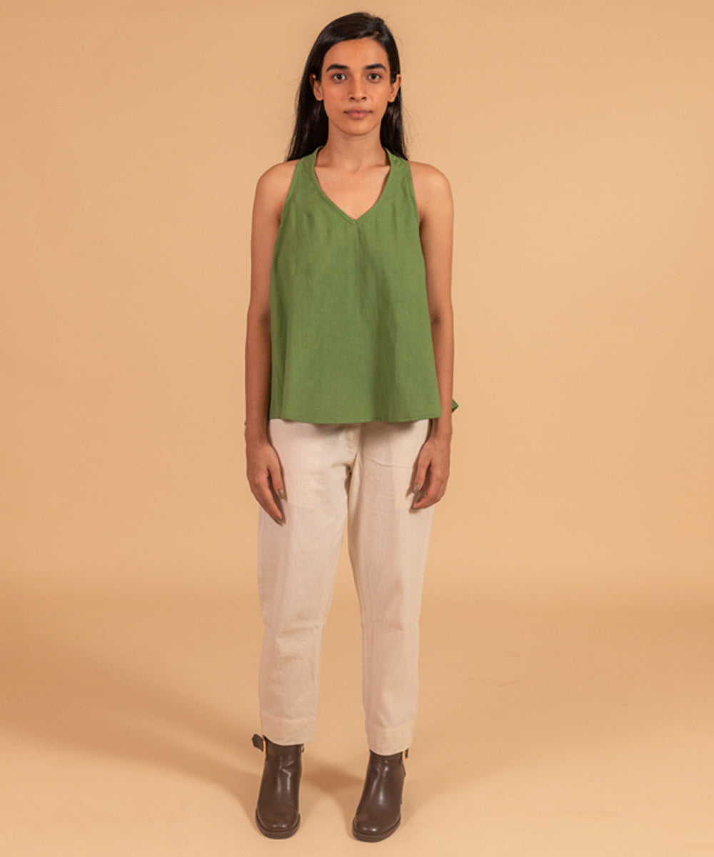 Moss green cotton handwoven top