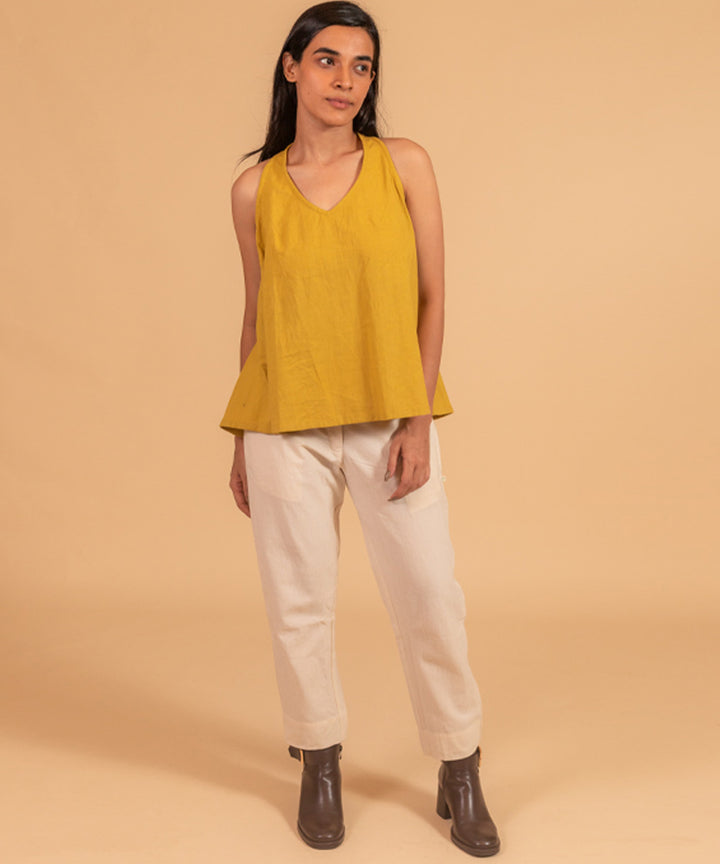 Mustard yellow handwoven cotton top