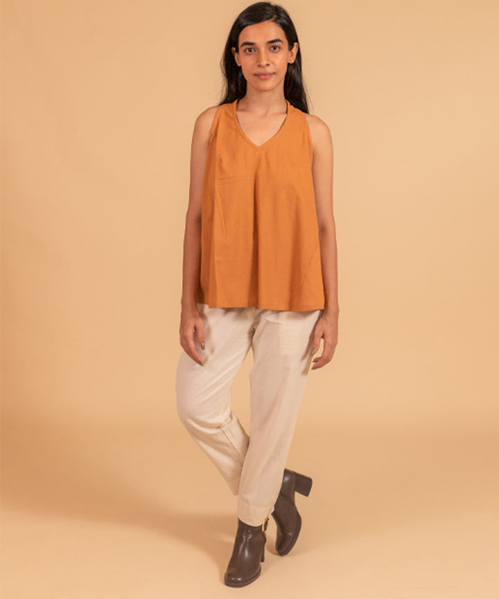 Golden brown handwoven cotton top
