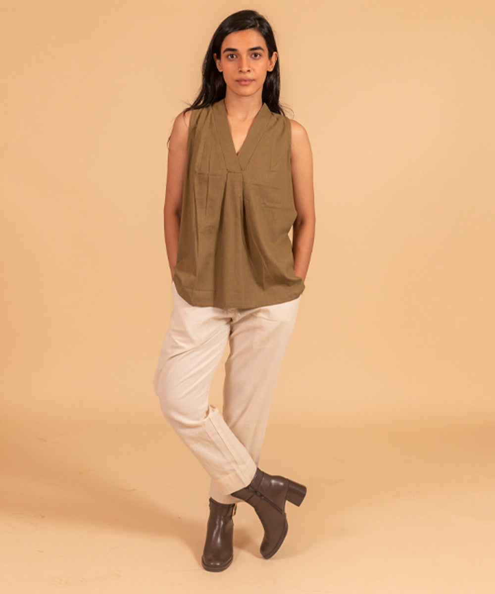 Khakhi handwoven cotton top
