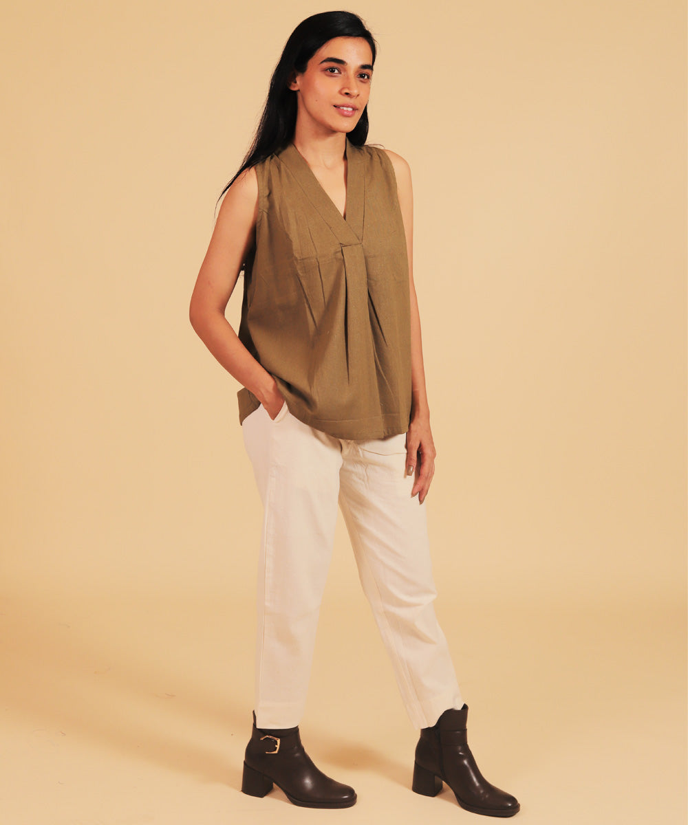 Khakhi handwoven cotton top