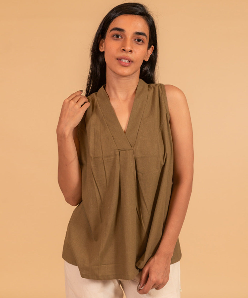 Khakhi handwoven cotton top