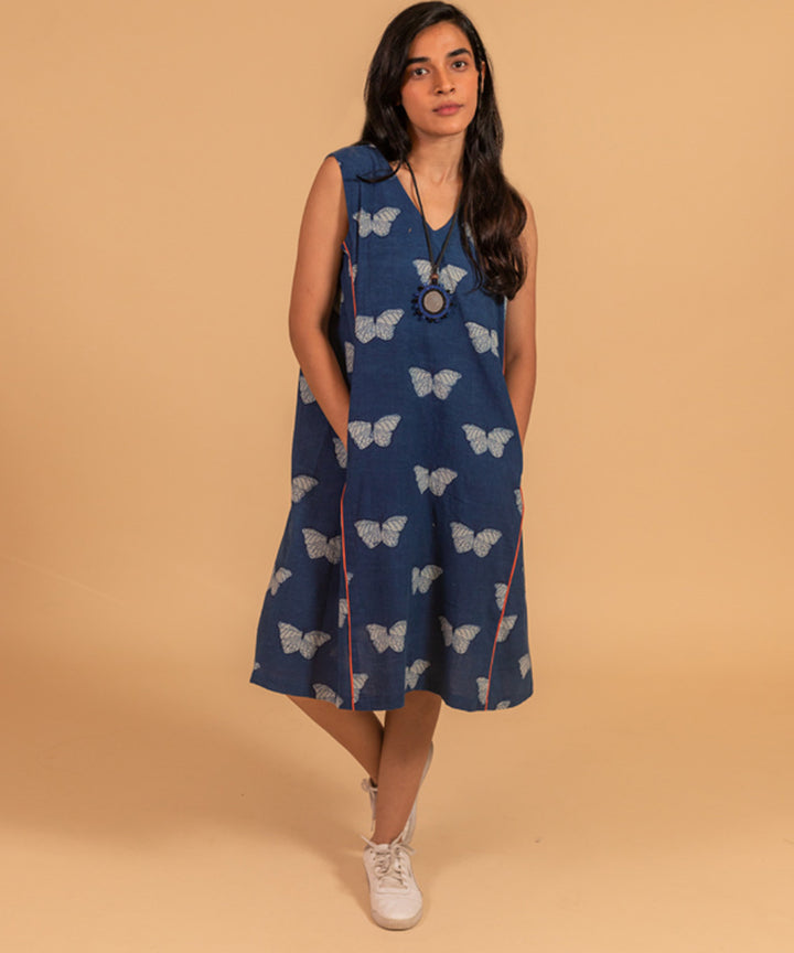 Indigo handwoven cotton dress