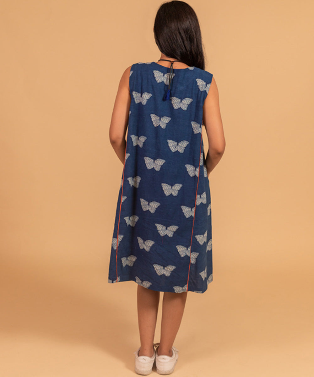 Indigo handwoven cotton dress