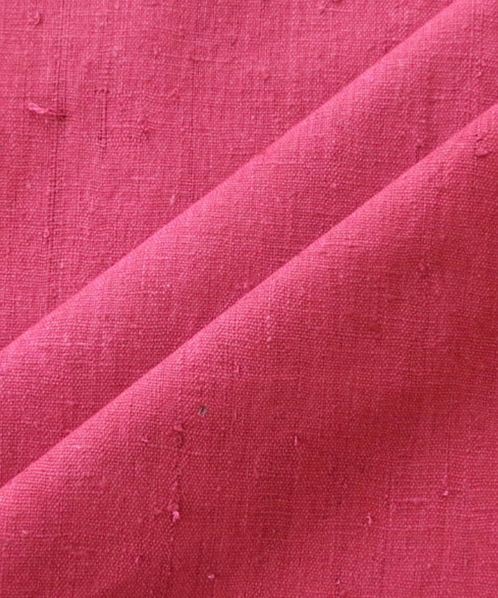 Peach red handspun handwoven cotton fabric